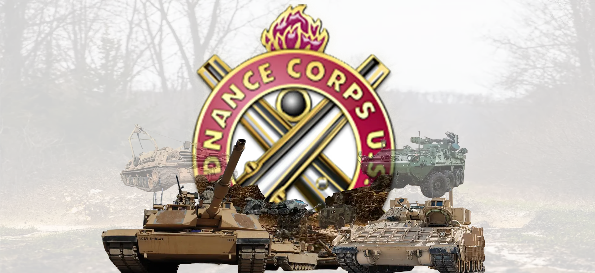 U.S. Army Ordnance Corps Insignia with military vehicles.